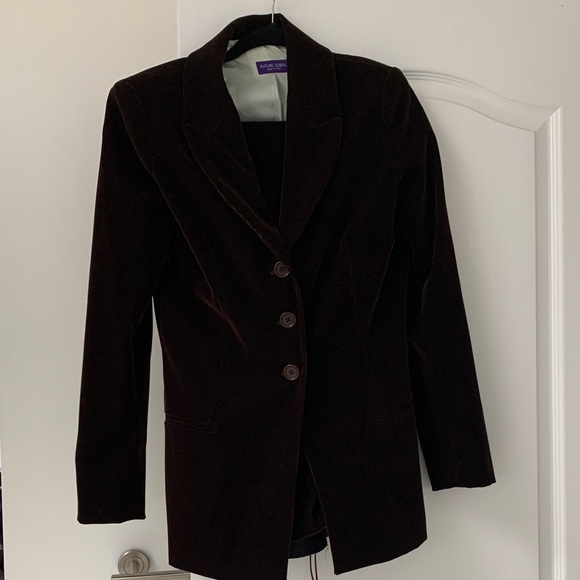 Ozbek Dark Burgundy Velvet slim evening Italian Suit with Pants size 8/10 - Picture 1 of 15